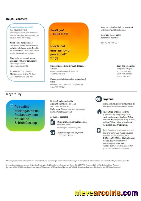 United Kingdom British Gas 3 pages, version 3